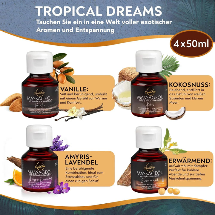 DaniChou Tropical Dreams Massageöl Set 4x 50 ml