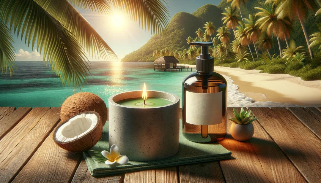 Entfliehen Sie der Routine: Greentea-Lemon Kerze und Kokos Massageöl für eine erfrischende Wellness-Reise - DaniChou-Store