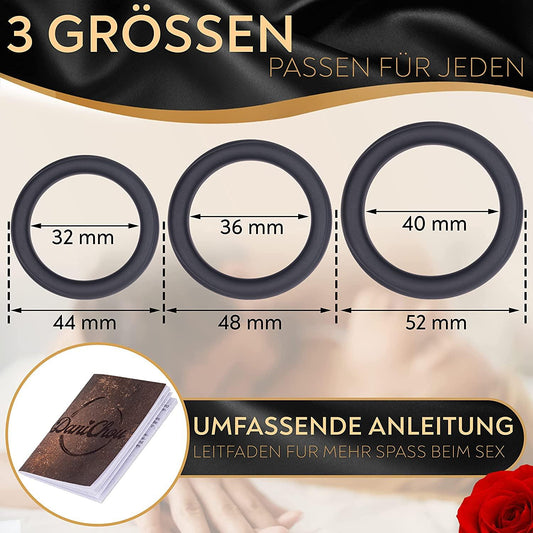 3 tlg. Penisring Set aus Silikon mit Geschenkbox & Infoheft - DaniChou-Store