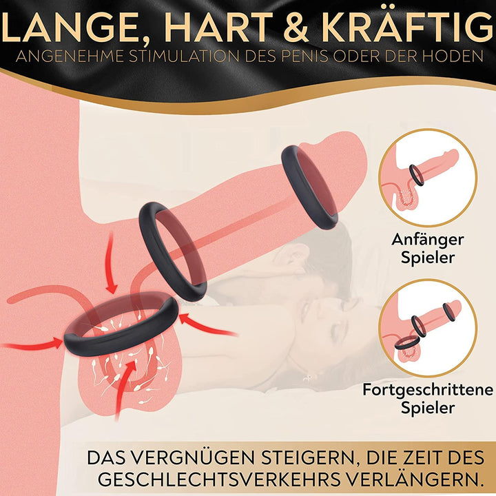 3 tlg. Penisring Set aus Silikon mit Geschenkbox &amp; Infoheft - DaniChou-Store