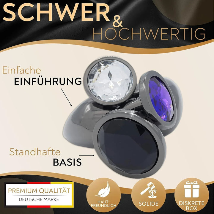 DaniChou® GemPlugs 3X - 3-teiliges Metall Butt Plug Set mit Kristall - DaniChou-Store