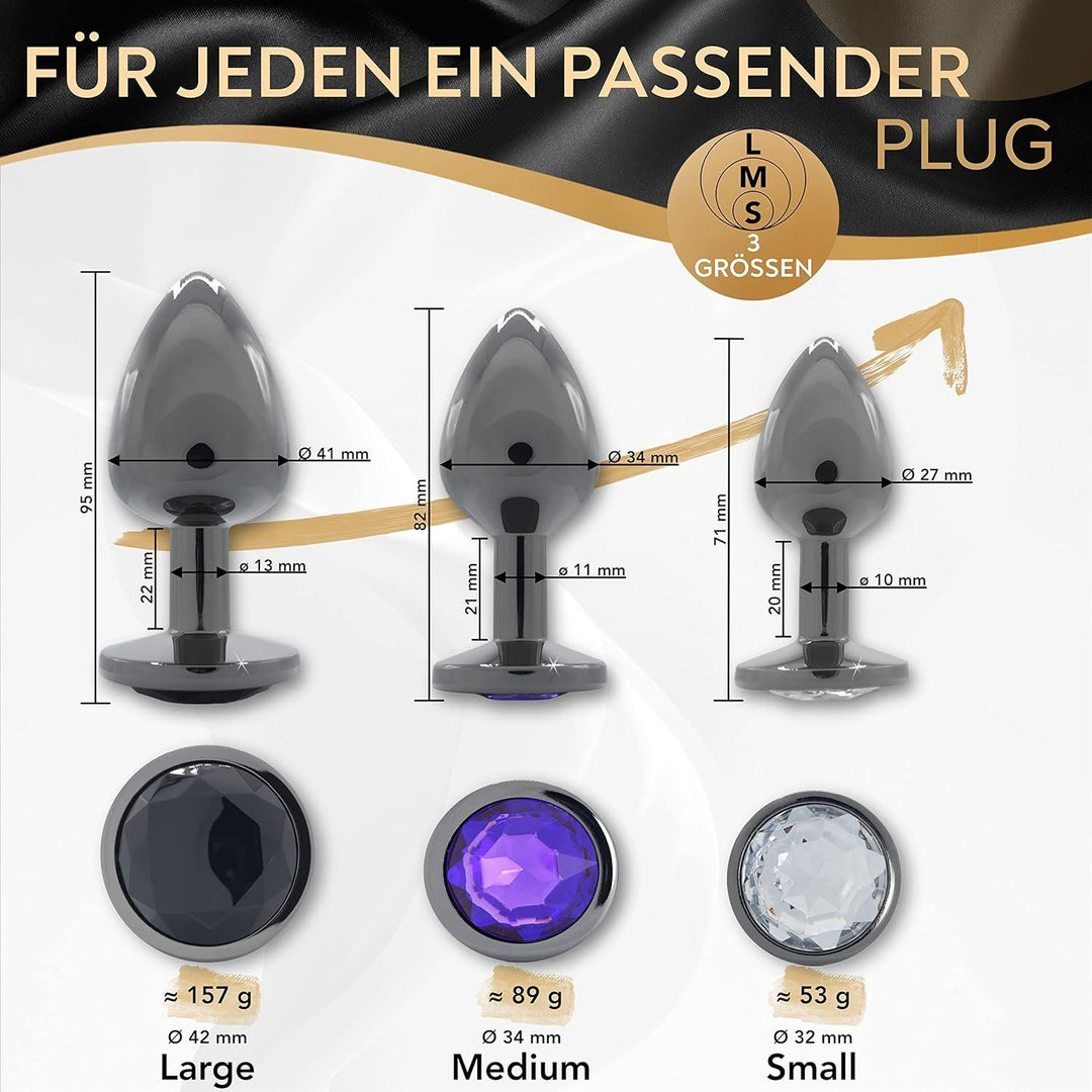 DaniChou® GemPlugs 3X - 3-teiliges Metall Butt Plug Set mit Kristall - DaniChou-Store