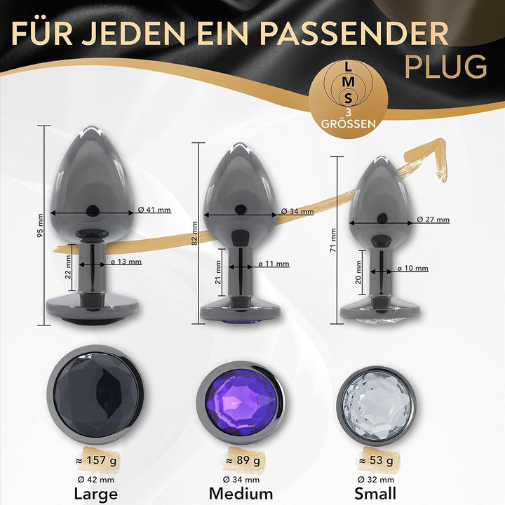 DaniChou® GemPlugs 3X - 3-teiliges Metall Butt Plug Set mit Kristall - DaniChou-Store