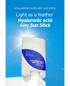 ISNTREE Hyaluronic Acid Airy Sun Stick SPF50+ PA++++ - Federleichter, Feuchtigkeitsspendender Sonnenschutz für Unterwegs, Ideal für Empfindliche Haut, 8 Arten von Hyaluronsäure, 22g, 1x Sonnenstick - DaniChou-Store