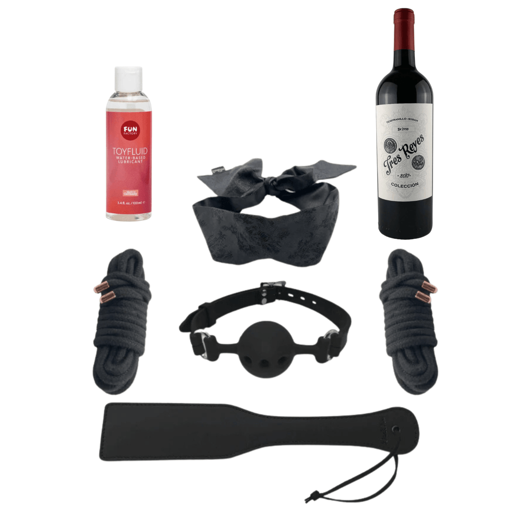 Liebeszauber-Paket: Verführerischer Rotwein, Sensuelles Gleitmittel & Erotisches BDSM-Set - DaniChou-Store