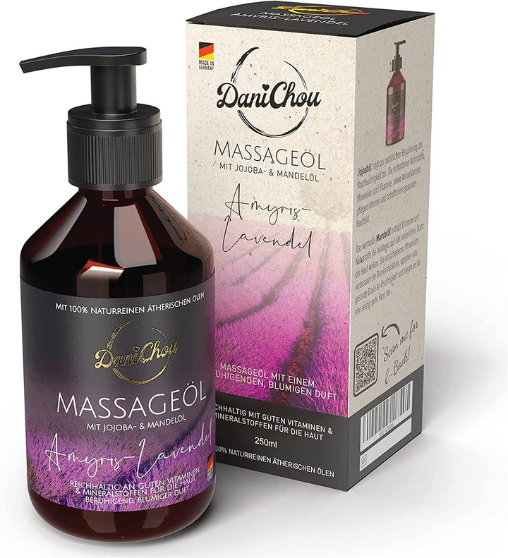 Massageöl Amyris-Lavendel, 250ml mit Jojobaöl & Mandelöl - DaniChou-Store