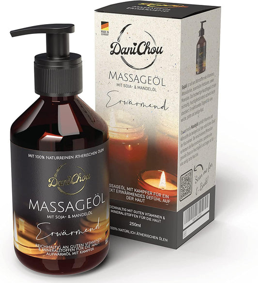 Massageöl Erwärmend, 250ml mit Sojaöl & Mandelöl - DaniChou-Store