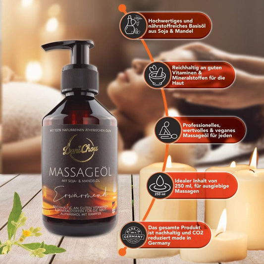 Massageöl Erwärmend, 250ml mit Sojaöl & Mandelöl