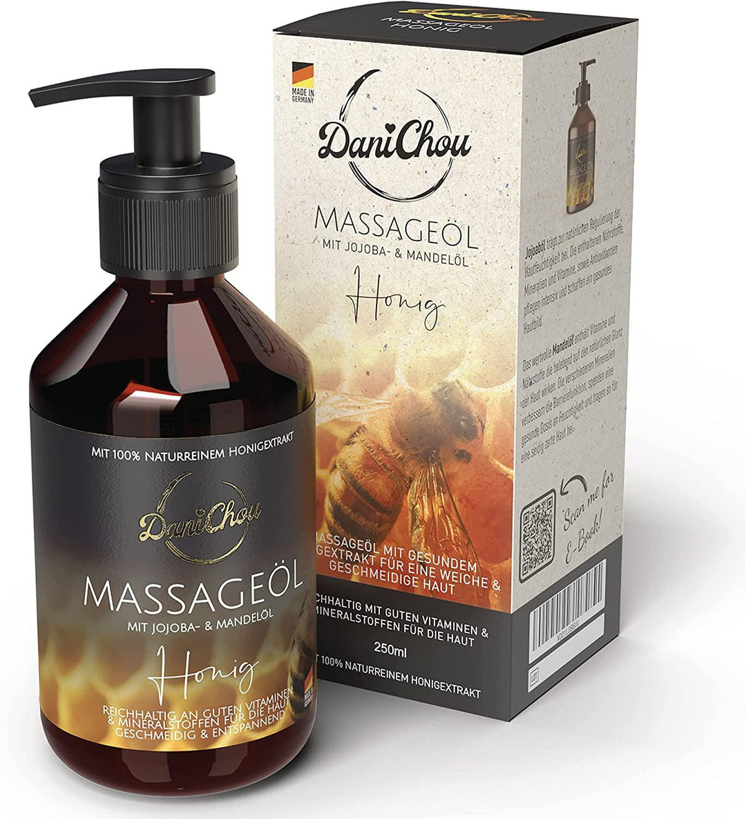 Massageöl Honig, 250ml mit Jojobaöl & Mandelöl - DaniChou-Store