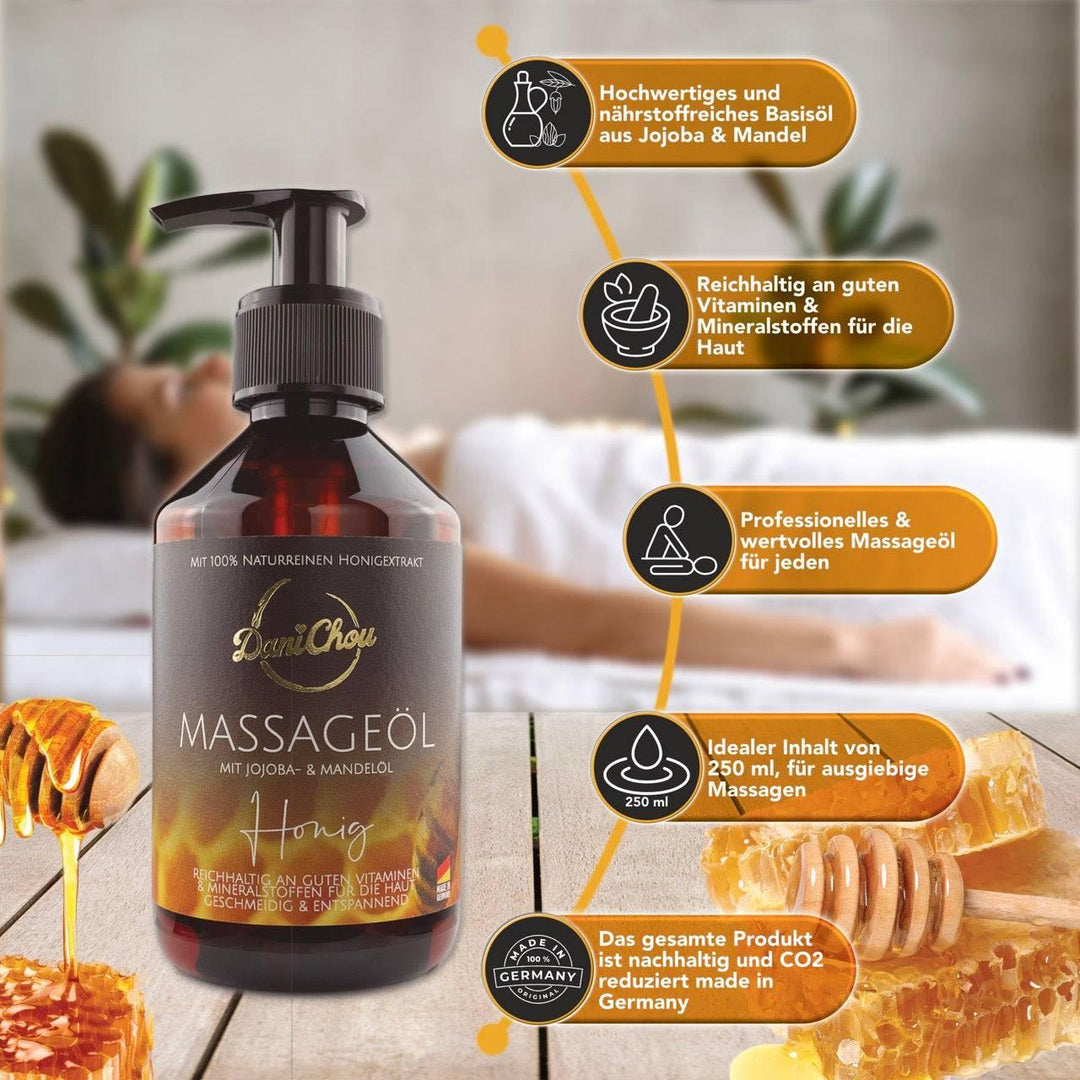 Massageöl Honig, 250ml mit Jojobaöl & Mandelöl
