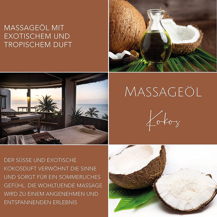 Massageöl Kokos, 250ml mit Jojobaöl & Mandelöl - DaniChou-Store