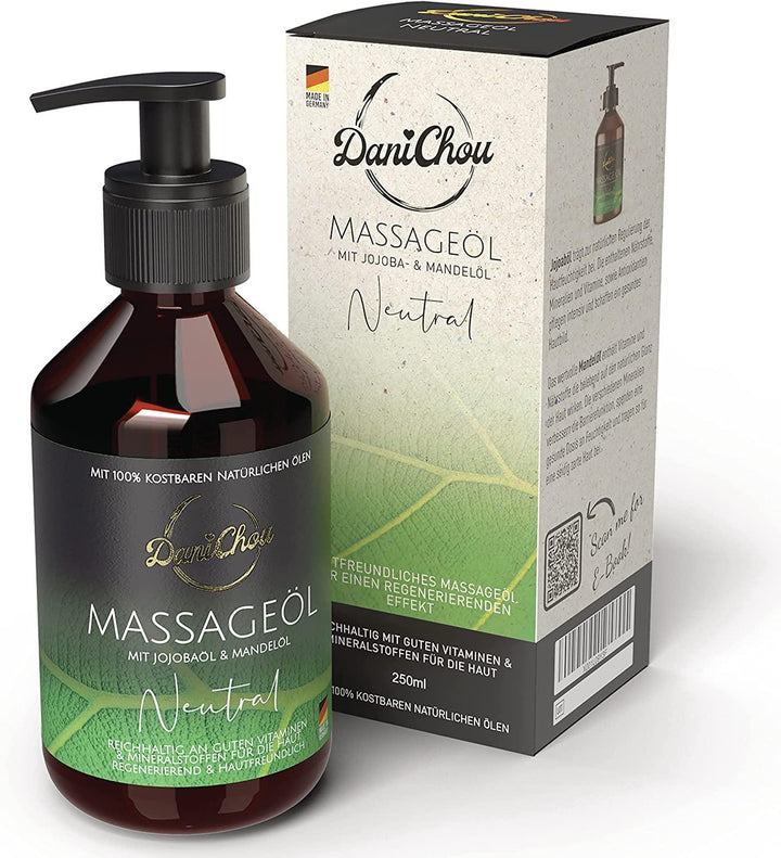 Massageöl Neutral ohne Parfüm, 250ml mit Jojobaöl & Mandelöl - DaniChou-Store