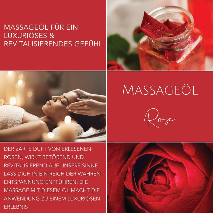 Massageöl Rose, 250ml mit Jojobaöl & Mandelöl, 100 % Naturkosmetik