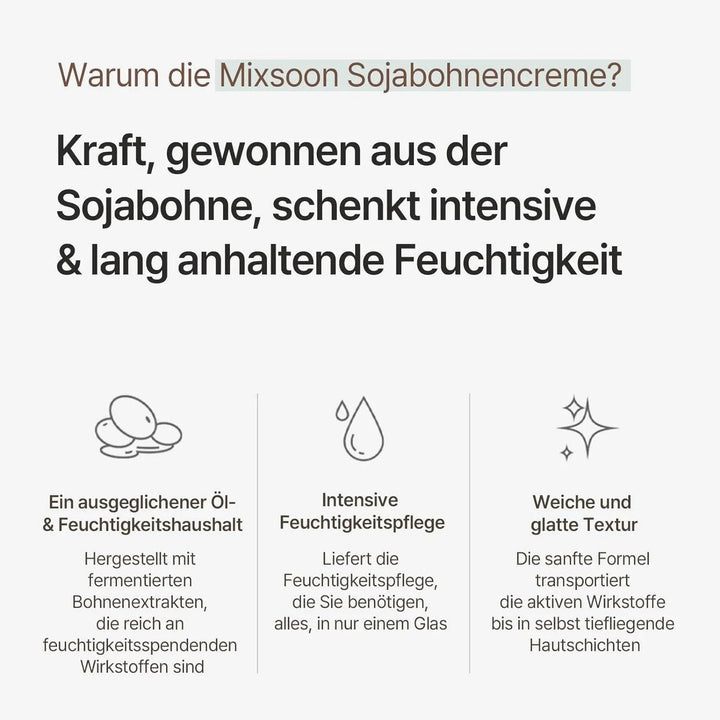 Mixsoon Soja Ferment Creme - Feuchtigkeitsspendende Gesichtscreme 50ml - DaniChou-Store