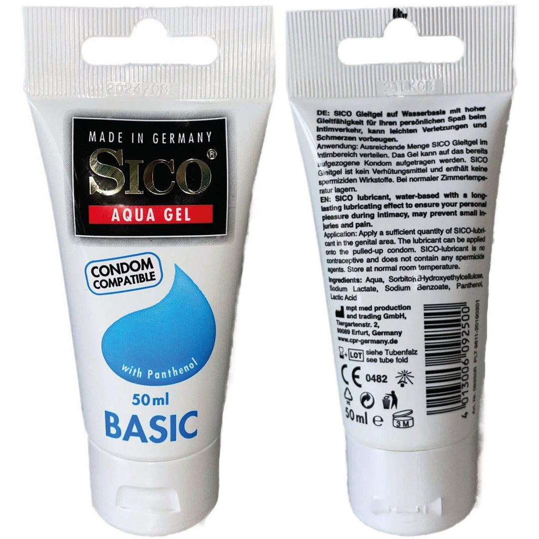 Sico Aqua-Gel Basic mit Panthenol - Hautfreundliches Gleitgel für sinnliches Vergnügen - 50ml - DaniChou-Store